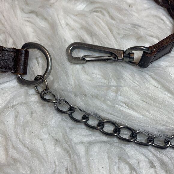 🟢3 for $20——-BEADED Leather belt braided women’s size M/L with 6” chain link - Picture 6 of 9